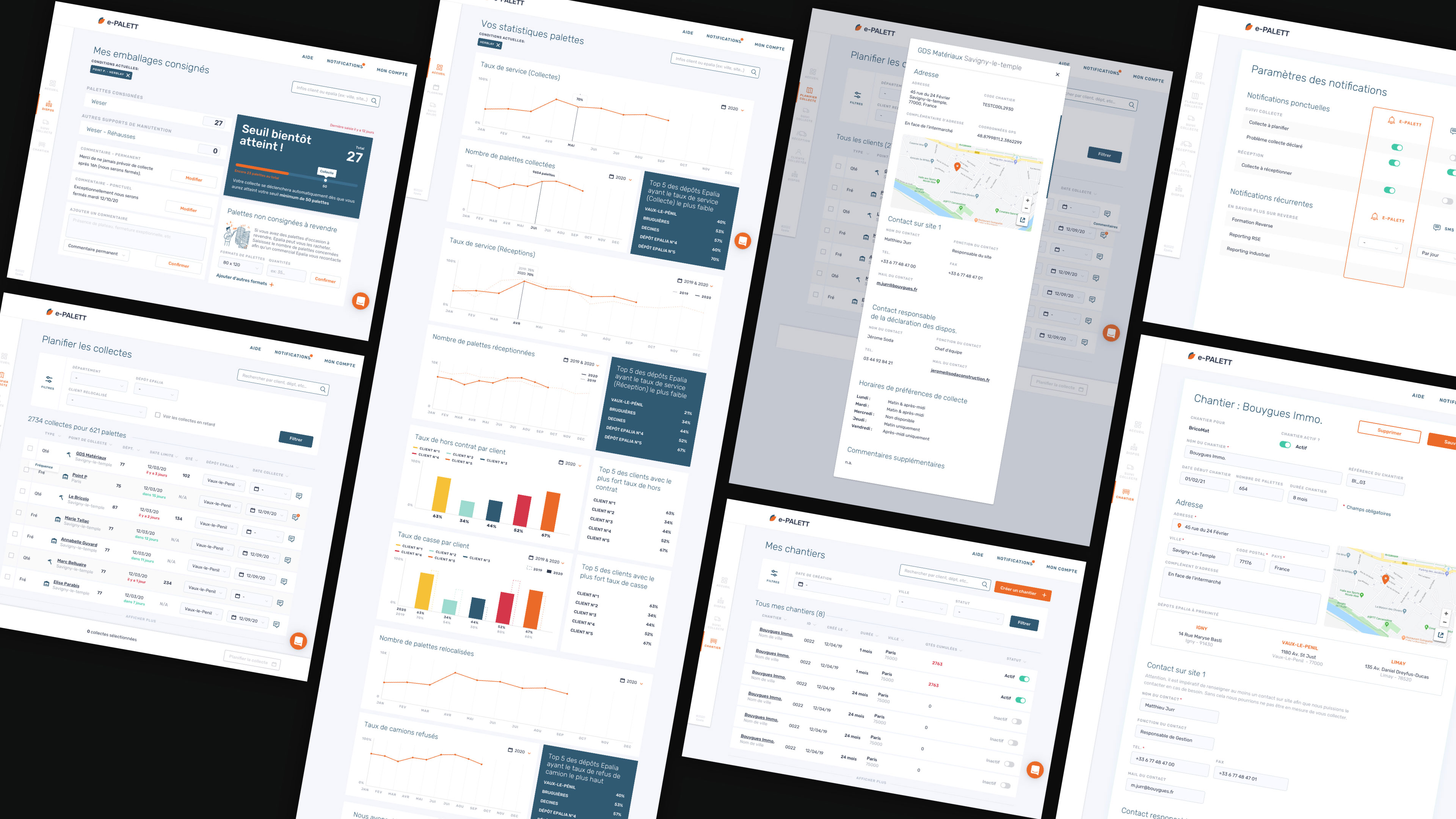 Quelques interfaces de la plateforme