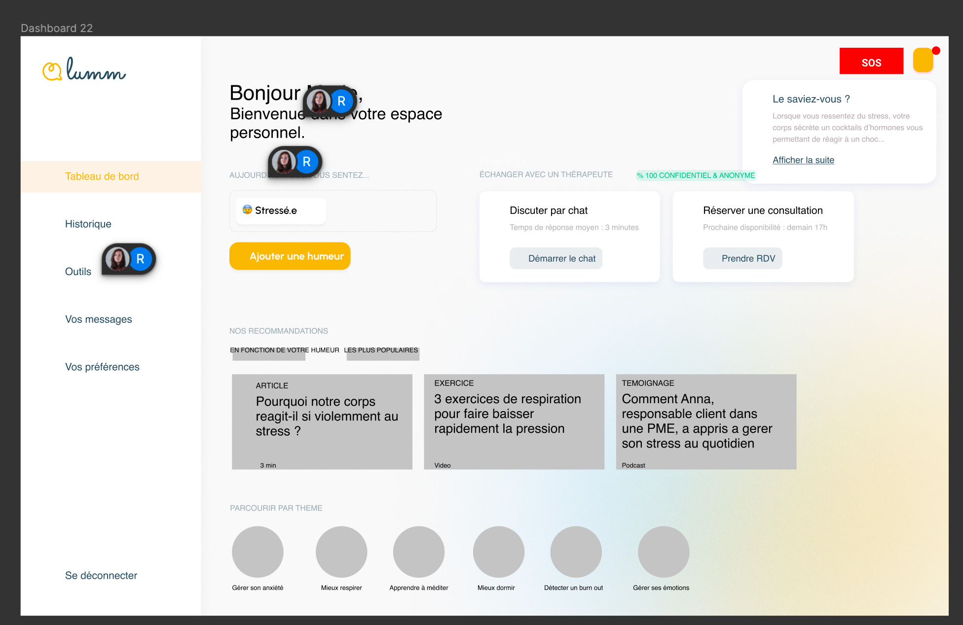 Capture d'écran des wireframe du userflow